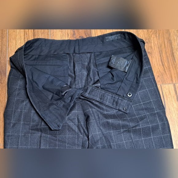 Prada Milano Men's Dress Pants Gray Check Button Fly Slim Fit Size 37x32 / 56 - Picture 13 of 16